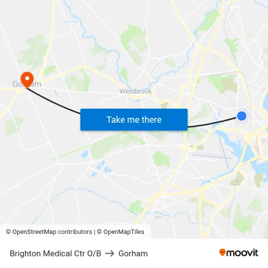 Brighton Medical Ctr O/B to Gorham map