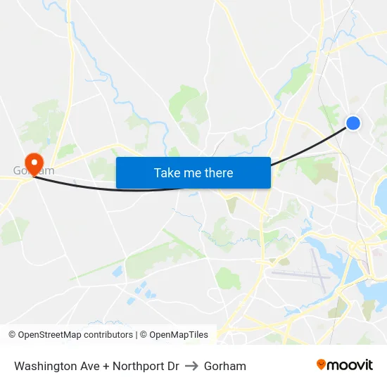 Washington Ave + Northport Dr to Gorham map