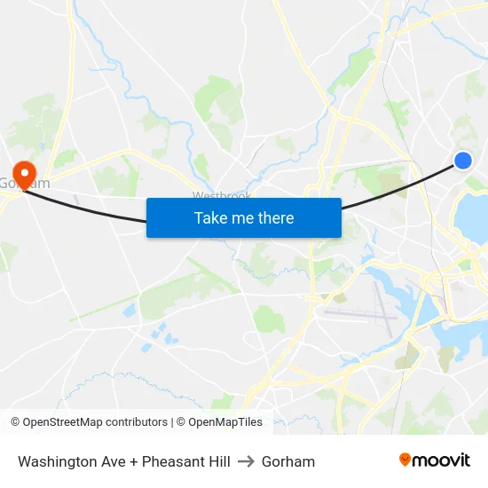 Washington Ave + Pheasant Hill to Gorham map