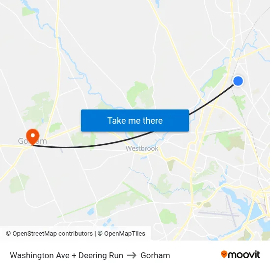Washington Ave + Deering Run to Gorham map