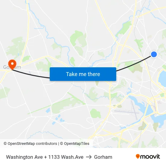 Washington Ave + 1133 Wash.Ave to Gorham map
