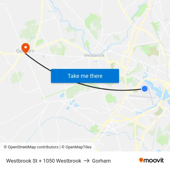 Westbrook St + 1050 Westbrook to Gorham map