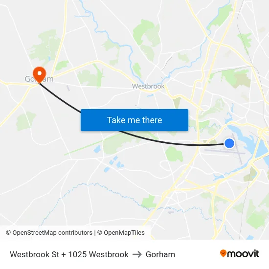 Westbrook St + 1025 Westbrook to Gorham map
