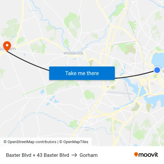 Baxter Blvd + 43 Baxter Blvd to Gorham map
