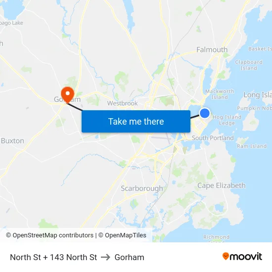 North St + 143 North St to Gorham map