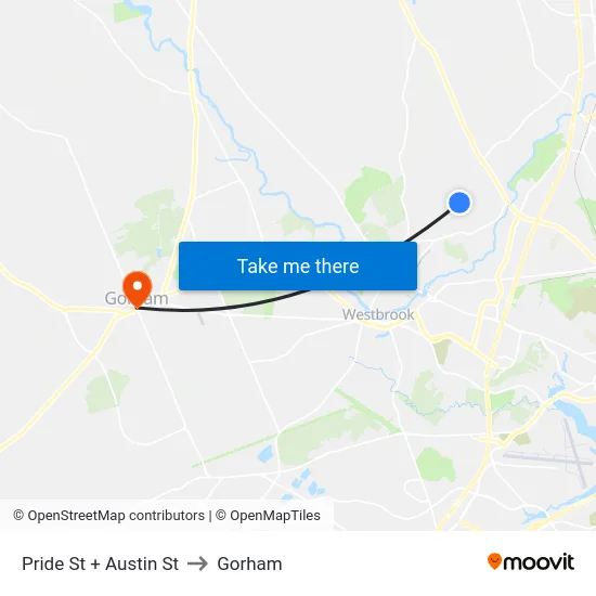 Pride St + Austin St to Gorham map