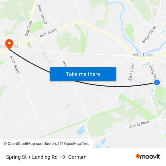 Spring St + Landing Rd to Gorham map