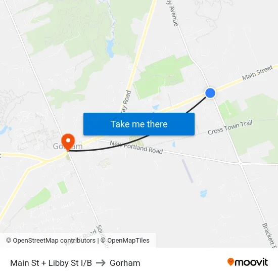 Main St + Libby St I/B to Gorham map