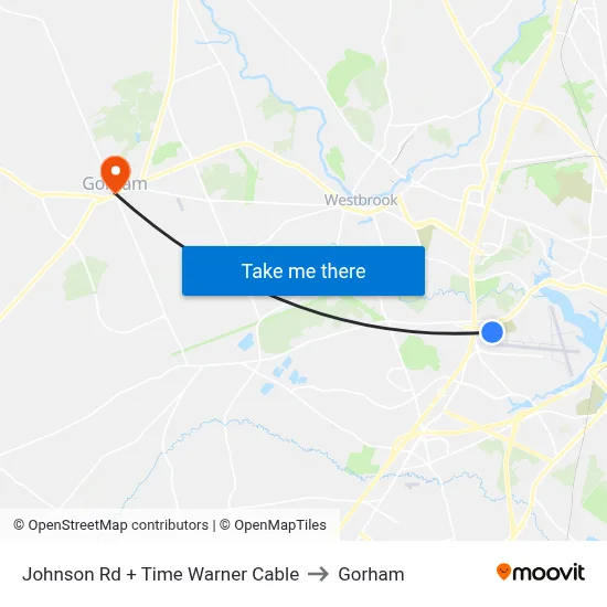 Johnson Rd + Time Warner Cable to Gorham map
