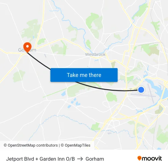Jetport Blvd + Garden Inn O/B to Gorham map