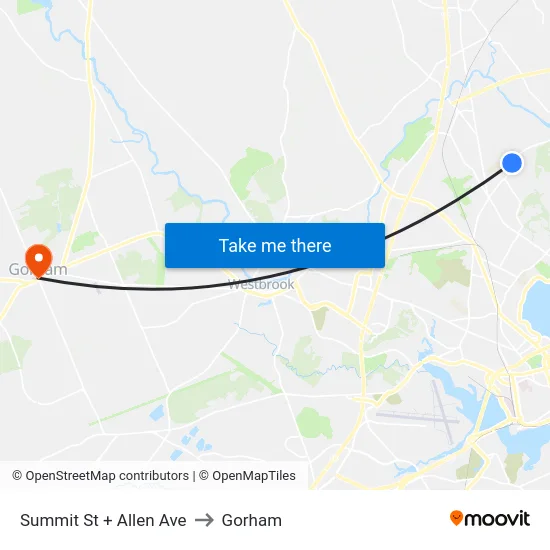 Summit St + Allen Ave to Gorham map