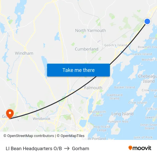 Ll Bean Headquarters O/B to Gorham map