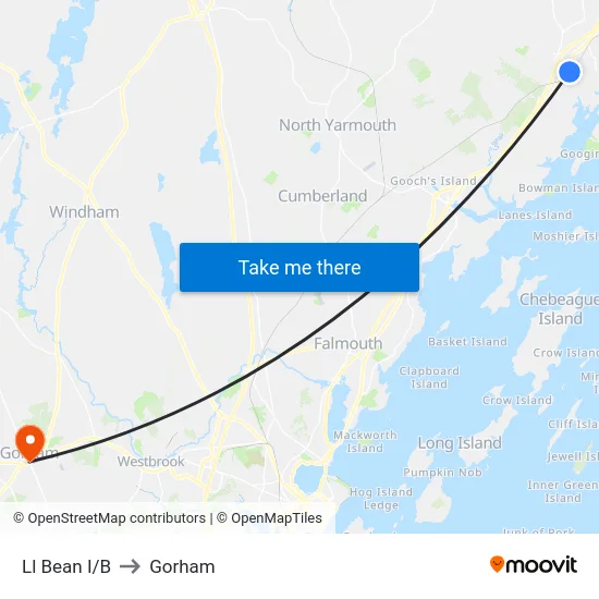 Ll Bean I/B to Gorham map