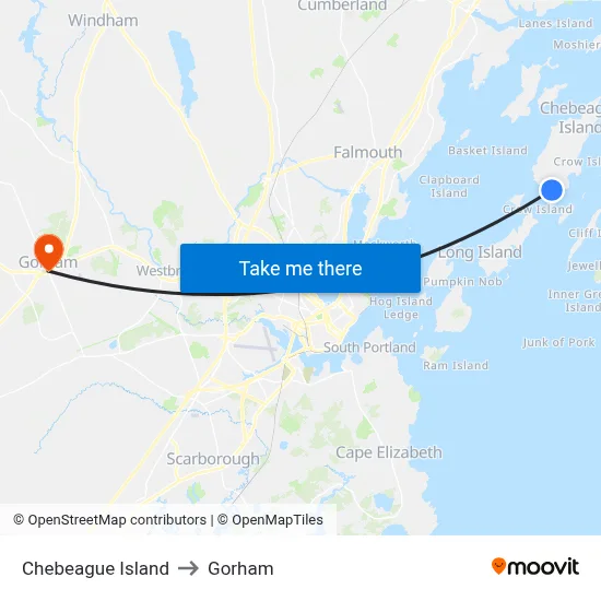 Chebeague Island to Gorham map