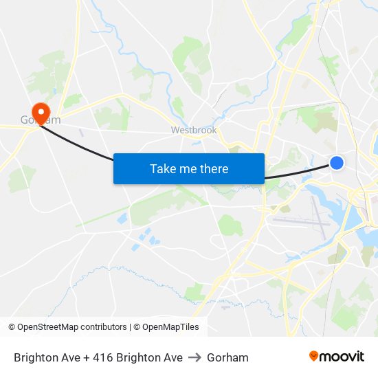 Brighton Ave + 416 Brighton Ave to Gorham map