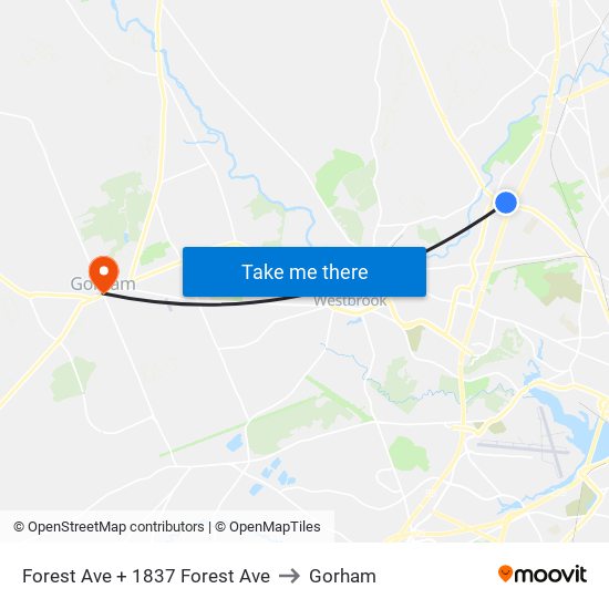 Forest Ave + 1837 Forest Ave to Gorham map