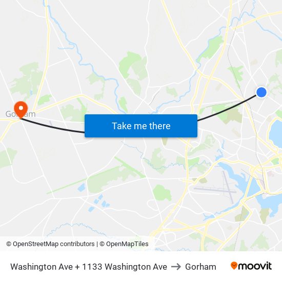 Washington Ave + 1133 Washington Ave to Gorham map