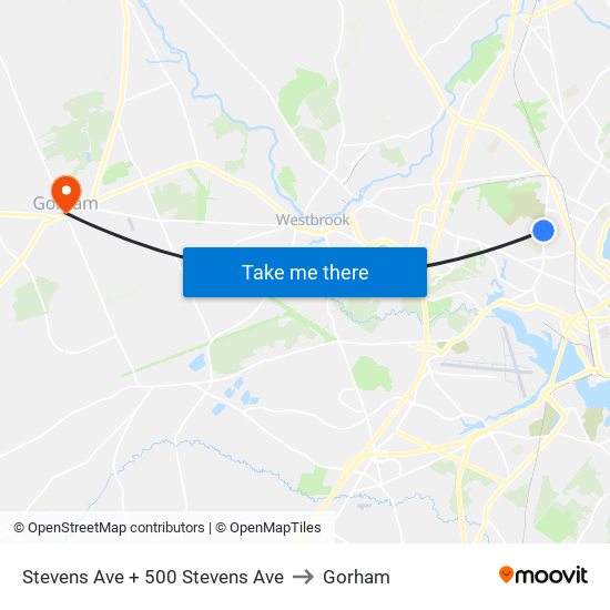 Stevens Ave + 500 Stevens Ave to Gorham map