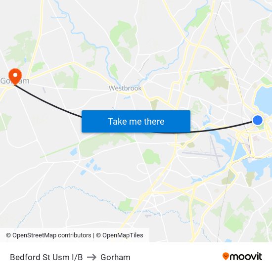 Bedford St Usm I/B to Gorham map