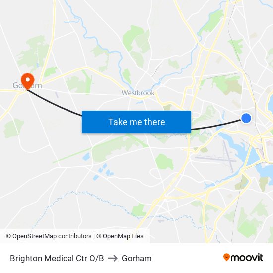 Brighton Medical Ctr O/B to Gorham map