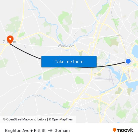 Brighton Ave + Pitt St to Gorham map