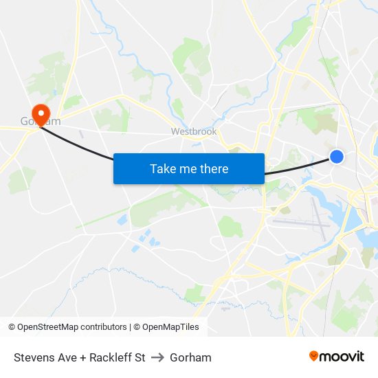Stevens Ave + Rackleff St to Gorham map