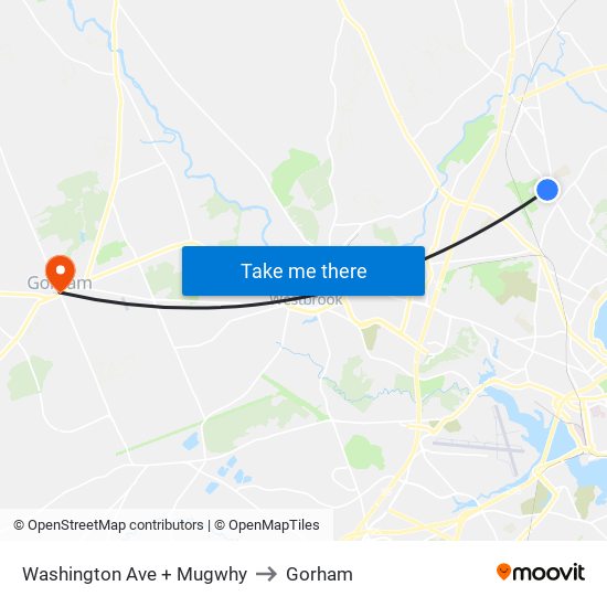 Washington Ave + Mugwhy to Gorham map