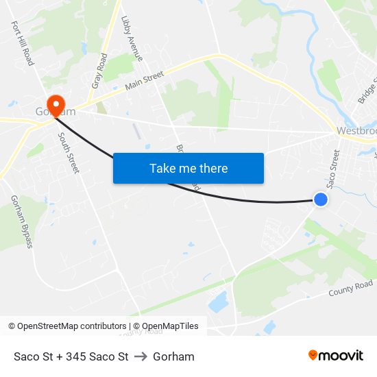 Saco St + 345 Saco St to Gorham map