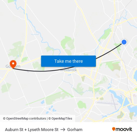 Auburn St + Lyseth Moore St to Gorham map