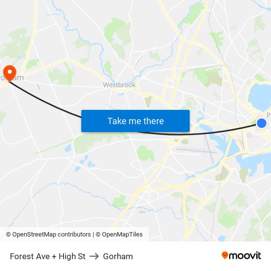 Forest Ave + High St to Gorham map