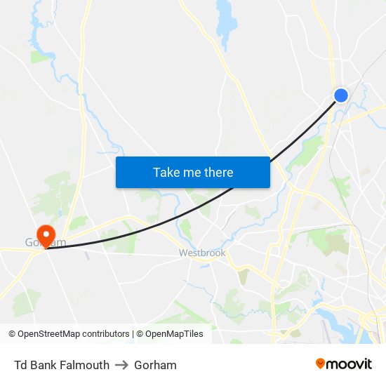 Td Bank Falmouth to Gorham map