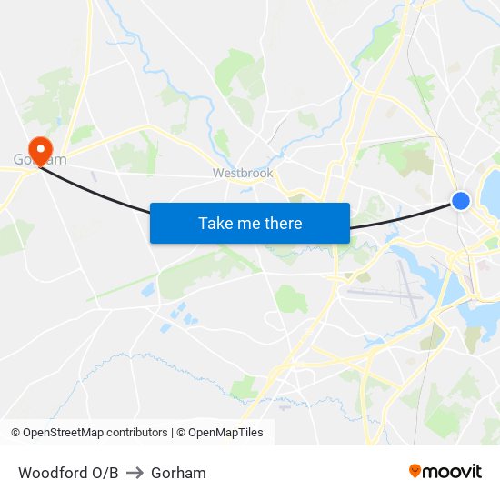 Woodford O/B to Gorham map