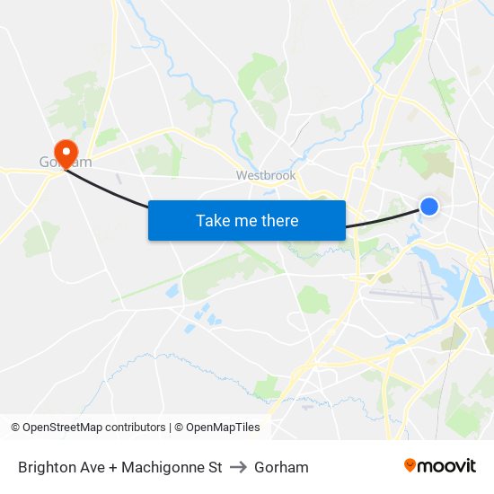 Brighton Ave + Machigonne St to Gorham map