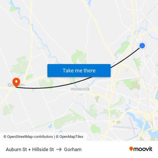 Auburn St + Hillside St to Gorham map