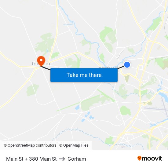 Main St + 380 Main St to Gorham map