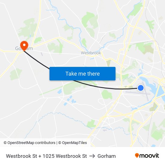 Westbrook St + 1025 Westbrook St to Gorham map