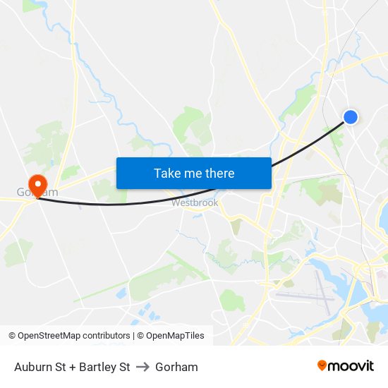 Auburn St + Bartley St to Gorham map