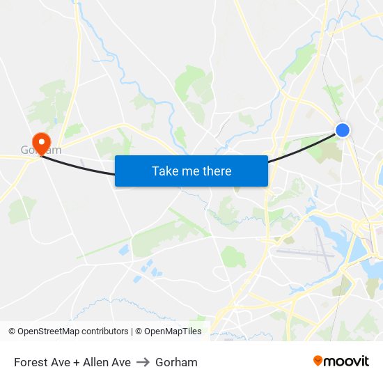 Forest Ave + Allen Ave to Gorham map