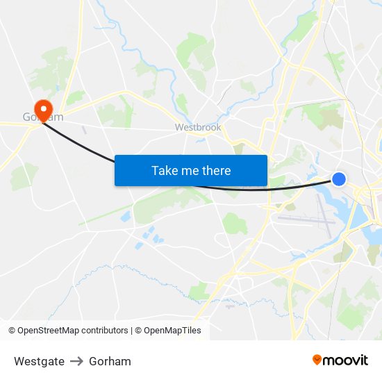 Westgate to Gorham map
