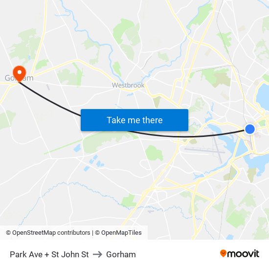 Park Ave + St John St to Gorham map