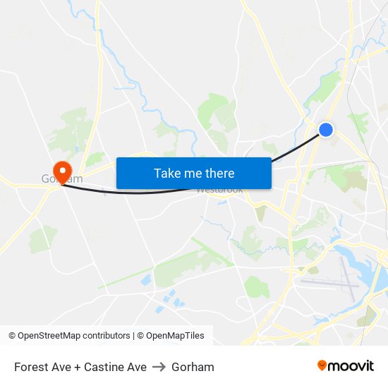 Forest Ave + Castine Ave to Gorham map