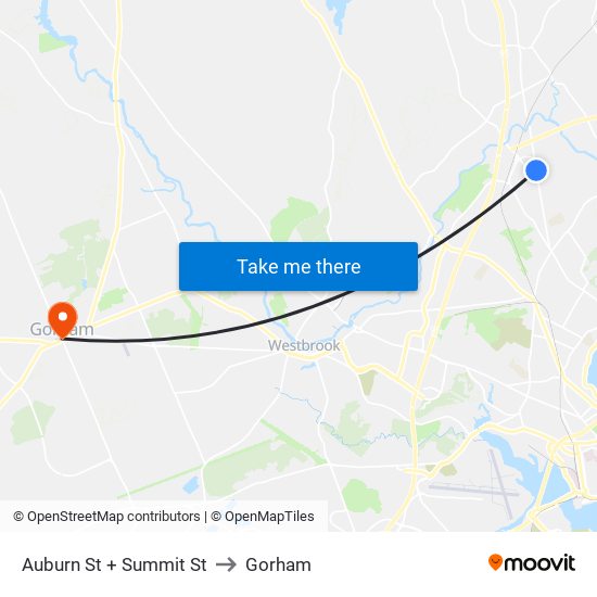 Auburn St + Summit St to Gorham map