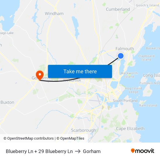Blueberry Ln + 29 Blueberry Ln to Gorham map