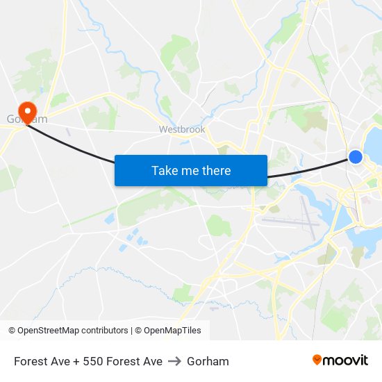 Forest Ave + 550 Forest Ave to Gorham map