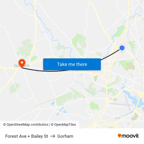 Forest Ave + Bailey St to Gorham map