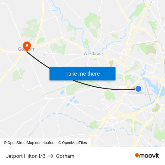 Jetport Hilton I/B to Gorham map