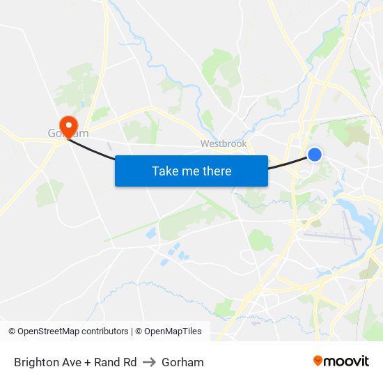 Brighton Ave + Rand Rd to Gorham map