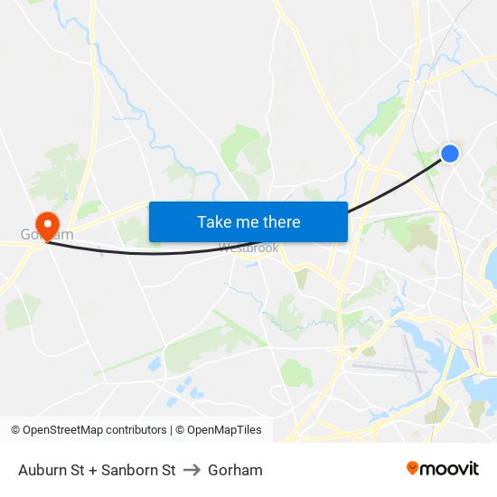 Auburn St + Sanborn St to Gorham map