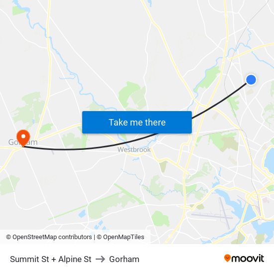 Summit St + Alpine St to Gorham map