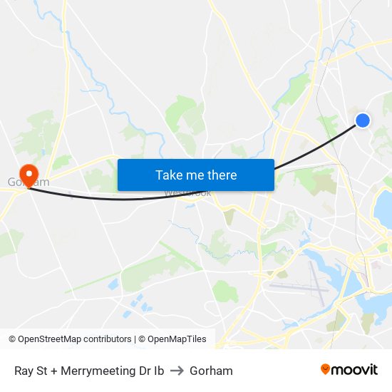 Ray St + Merrymeeting Dr Ib to Gorham map